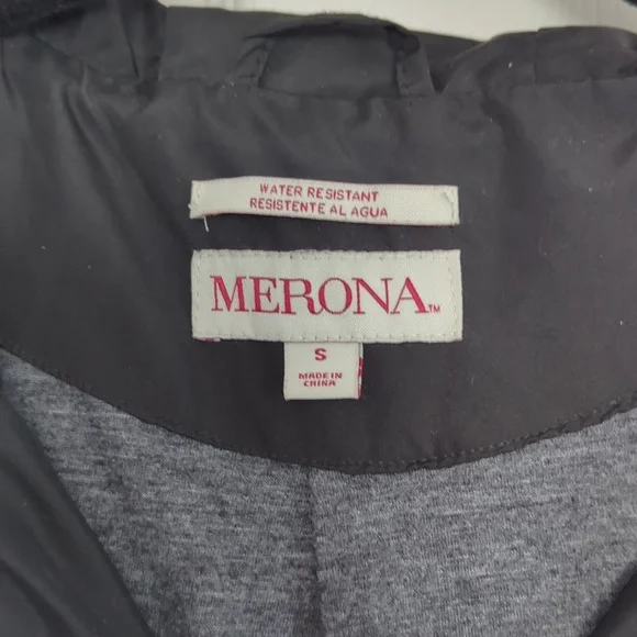 Merona Water Resistant Hooded Rain Jacket Size S Black - Picture 2 of 11